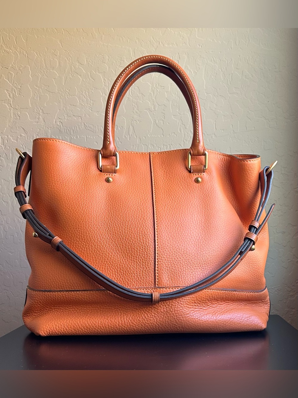 Dooney & Bourke Orange Leather Tote Bag - Picture 3 of 9